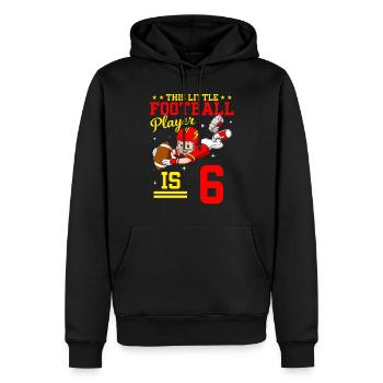 6ème anniversaire Joueur de football - Sweat à capuche Premium bio Homme - noir - Devant - Nico (187cm)