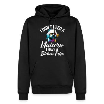 Cadeaux Bichon Frisé - Sweat à capuche Premium bio Homme - noir - Devant - Nico (187cm)