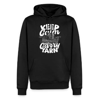 Stricken Häkeln Keep calm and carry yarn - Männer Premium Bio Hoodie - Schwarz - Vorne - Nico (187cm)