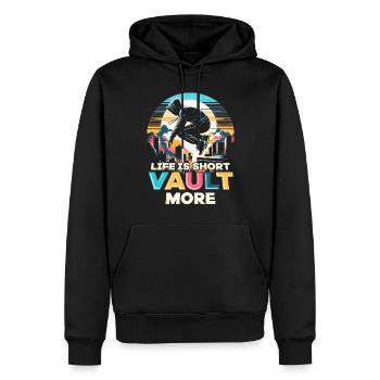 Parkour Parkourläufer Life is short Vault more - Männer Premium Bio Hoodie - Schwarz - Vorne - Nico (187cm)