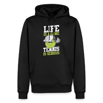 Drôle de joueur de tennis raquette la vie est - Sweat à capuche Premium bio Homme - noir - Devant - Nico (187cm)