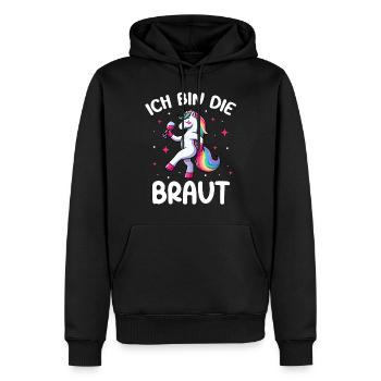 Mariée Licorne Drôle De Jeune Fille - Sweat à capuche Premium bio Homme - noir - Devant - Nico (187cm)