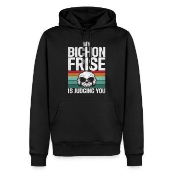 Cadeaux Bichon Frisé - Sweat à capuche Premium bio Homme - noir - Devant - Nico (187cm)