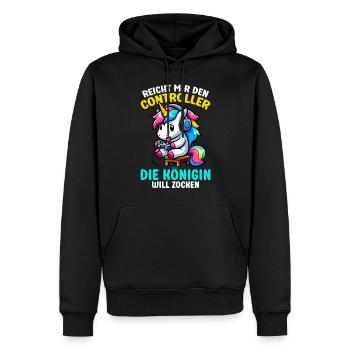 Elle me tend la manette, la reine veut jouer - Sweat à capuche Premium bio Homme - noir - Devant - Nico (187cm)