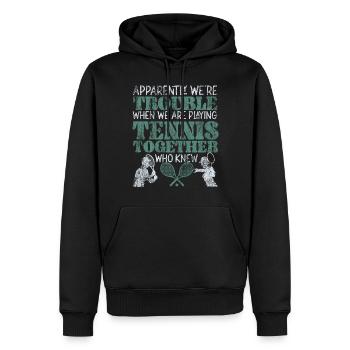 Drôle de joueur de tennis raquette amis - Sweat à capuche Premium bio Homme - noir - Devant - Nico (187cm)