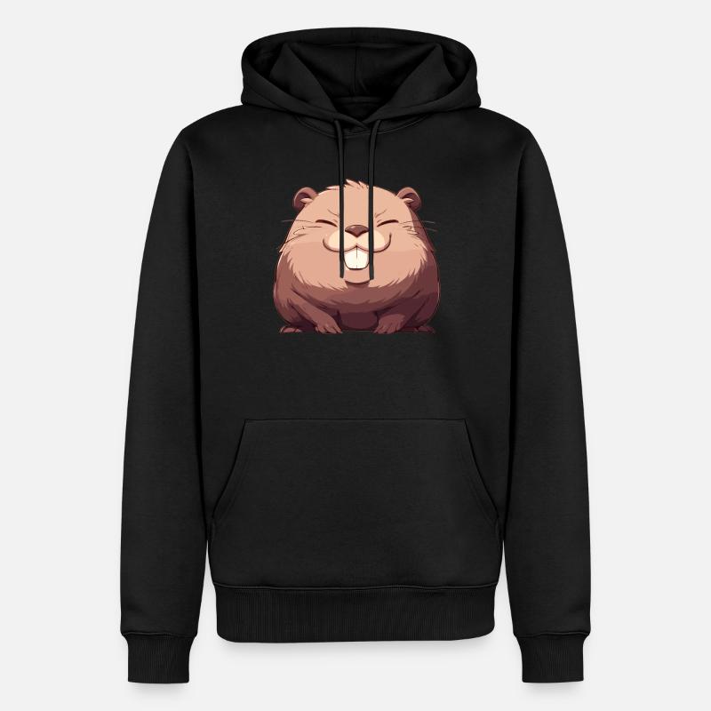 Beaver Bieber - Männer Premium Bio Hoodie - Schwarz