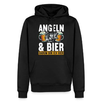 Pêche et bière Plaisir de la pêche Hobby - Sweat à capuche Premium bio Homme - noir - Devant - Nico (187cm)