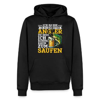 Pêche et bière Plaisir de la pêche Hobby - Sweat à capuche Premium bio Homme - noir - Devant - Nico (187cm)