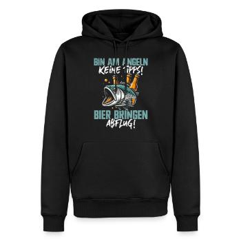 Pêche et bière Plaisir de la pêche Hobby - Sweat à capuche Premium bio Homme - noir - Devant - Nico (187cm)