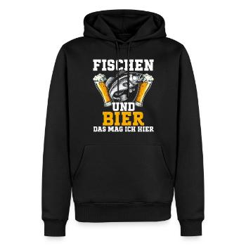 Pêche et bière Plaisir de la pêche Hobby - Sweat à capuche Premium bio Homme - noir - Devant - Nico (187cm)