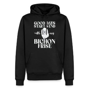 Cadeaux Bichon Frisé - Sweat à capuche Premium bio Homme - noir - Devant - Nico (187cm)