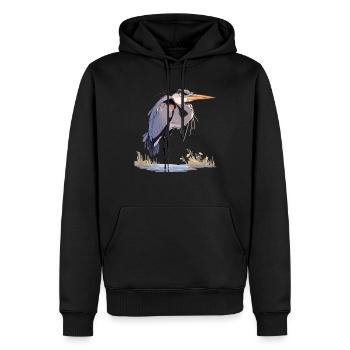 Heron Reiher - Men’s Premium Organic Hoodie - black - Front - Nico (187cm)