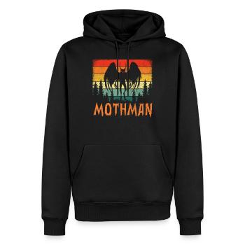 Retro Mothman - Männer Premium Bio Hoodie - Schwarz - Vorne - Nico (187cm)