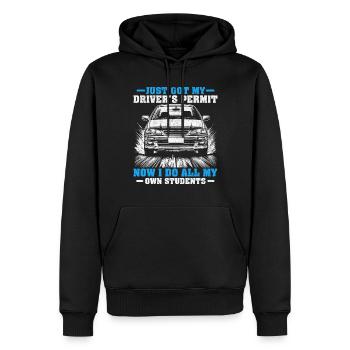 Je viens d’obtenir mon permis de conduire Conduite amusante - Sweat à capuche Premium bio Homme - noir - Devant - Nico (187cm)