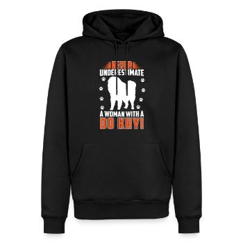 Femme avec Do, Khyi, Dogue tibétain, Dogue tibétain - Sweat à capuche Premium bio Homme - noir - Devant - Nico (187cm)