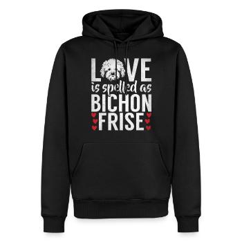 Cadeaux Bichon Frisé - Sweat à capuche Premium bio Homme - noir - Devant - Nico (187cm)