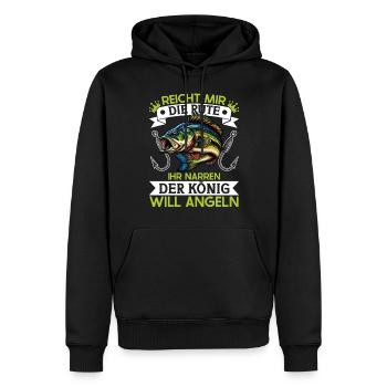 Pêcheur Canne à pêche Drôle Pêcheur Hobby Pêcheur - Sweat à capuche Premium bio Homme - noir - Devant - Nico (187cm)