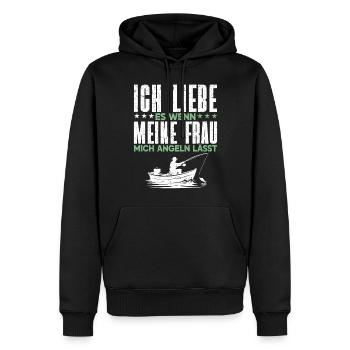 Pêcheur Canne à pêche Drôle Pêcheur Hobby Pêcheur - Sweat à capuche Premium bio Homme - noir - Devant - Nico (187cm)