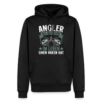 Pêcheur Canne à pêche Drôle Pêcheur Hobby Pêcheur - Sweat à capuche Premium bio Homme - noir - Devant - Nico (187cm)