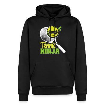 Drôle de joueur de tennis Raquette Ninja - Sweat à capuche Premium bio Homme - noir - Devant - Nico (187cm)