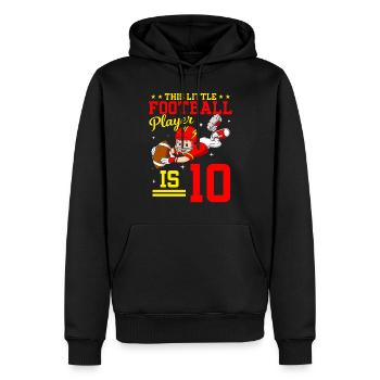 10e anniversaire Joueur de football - Sweat à capuche Premium bio Homme - noir - Devant - Nico (187cm)