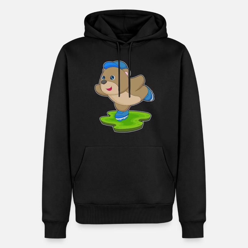 Bär Inline skating Rollschuhe - Männer Premium Bio Hoodie - Schwarz