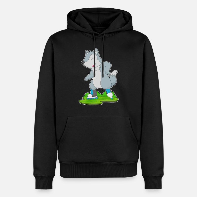 Wolf Inline skating Rollschuhe - Männer Premium Bio Hoodie - Schwarz