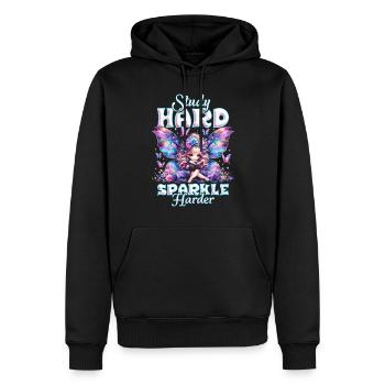 Fairy Fairycore Study hard sparkle harder - Men’s Premium Organic Hoodie - black - Front - Nico (187cm)