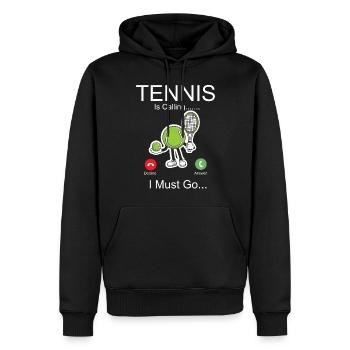 Drôle de joueur de tennis raquette téléphone - Sweat à capuche Premium bio Homme - noir - Devant - Nico (187cm)