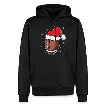 Football américain avec chapeau de Père Noël - Sweat à capuche Premium bio Homme - noir - Devant - Nico (187cm)