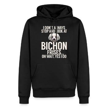 Cadeaux Bichon Frisé - Sweat à capuche Premium bio Homme - noir - Devant - Nico (187cm)