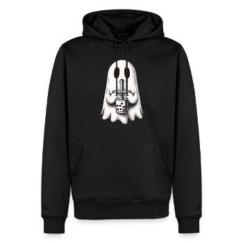 Trauriger Geist trinkt Bubble Tea - Männer Premium Bio Hoodie - Schwarz - Vorne - Nico (187cm)