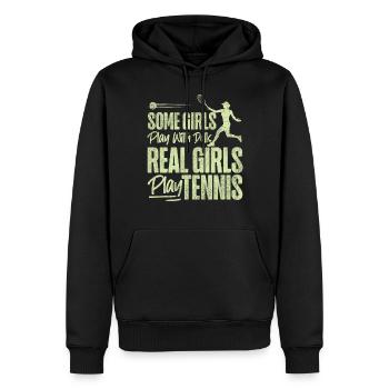 Drôle de joueur de tennis raquette fille - Sweat à capuche Premium bio Homme - noir - Devant - Nico (187cm)