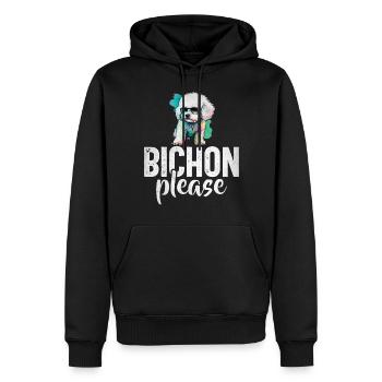 Cadeaux Bichon Frisé - Sweat à capuche Premium bio Homme - noir - Devant - Nico (187cm)