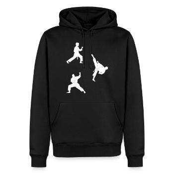Silhouettes de combattant de taekwondo Silhouette de taekwondo - Sweat à capuche Premium bio Homme - noir - Devant - Nico (187cm)