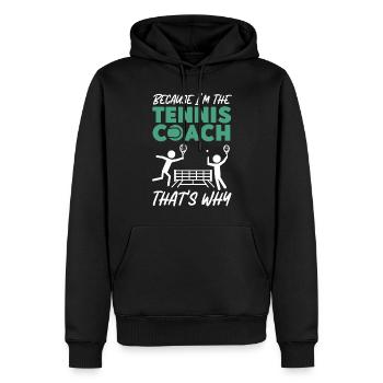 drôle joueur de tennis raquette jeu de mots voir - Sweat à capuche Premium bio Homme - noir - Devant - Nico (187cm)