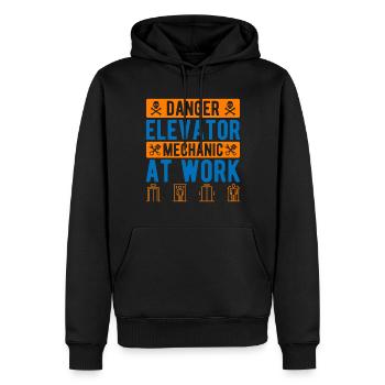 Elevator Mechanic Danger Elevator Mechanic At Work - Men’s Premium Organic Hoodie - black - Front - Nico (187cm)