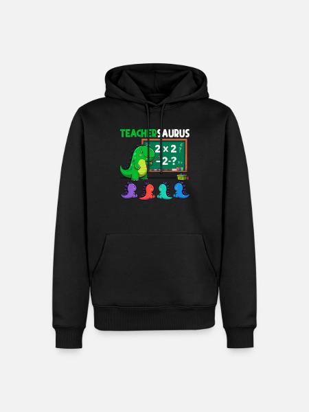 Teachersaurus Rex Dinosaure Professeur Professeur - Sweat à capuche Premium bio Homme - noir