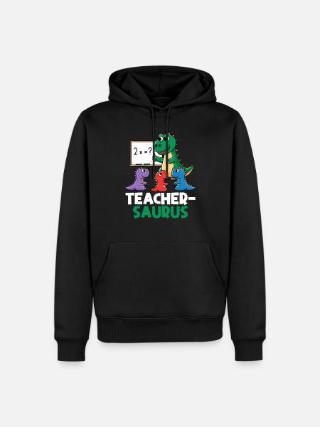 Teachersaurus Rex Dinosaure Professeur Professeur - Sweat à capuche Premium bio Homme - noir