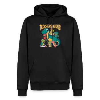 Teachersaurus Rex Dinosaure Professeur Professeur - Sweat à capuche Premium bio Homme - noir - Devant - Nico (187cm)