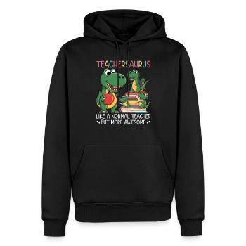 Teachersaurus Rex Dinosaure Professeur Professeur - Sweat à capuche Premium bio Homme - noir - Devant - Nico (187cm)