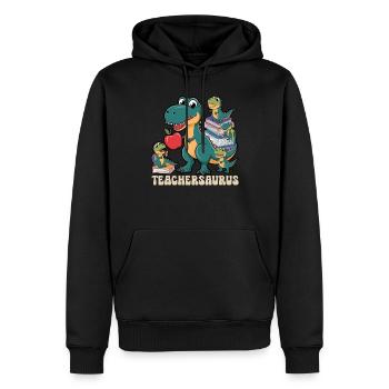 Teachersaurus Rex Dinosaure Professeur Professeur - Sweat à capuche Premium bio Homme - noir - Devant - Nico (187cm)