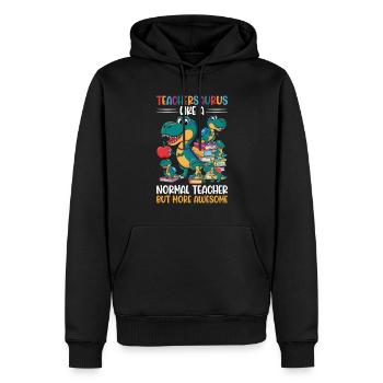Teachersaurus Rex Dinosaure Professeur Professeur - Sweat à capuche Premium bio Homme - noir - Devant - Nico (187cm)