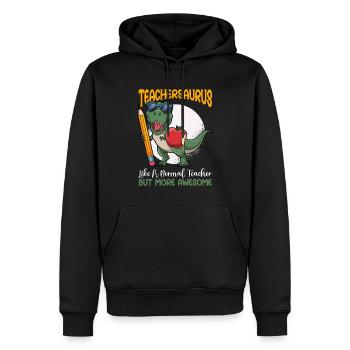 Teachersaurus Rex Dinosaure Professeur Professeur - Sweat à capuche Premium bio Homme - noir - Devant - Nico (187cm)