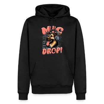 Podcast Podcaster Podcasting Mic Drop! - Männer Premium Bio Hoodie - Schwarz - Vorne - Nico (187cm)