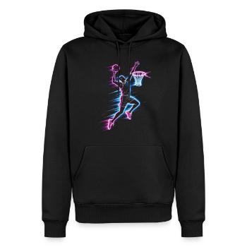 basket-ball, joueur de basket-ball, joueur de basket-ball, dunk - Sweat à capuche Premium bio Homme - noir - Devant - Nico (187cm)