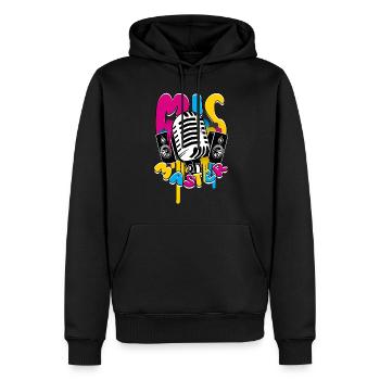 Podcast Podcaster Podcasting Mic Master - Männer Premium Bio Hoodie - Schwarz - Vorne - Nico (187cm)