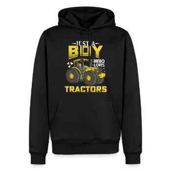 Just a Boy Who Loves Tractors funny Tractor Saying - Männer Premium Bio Hoodie - Schwarz - Vorne - Nico (187cm)