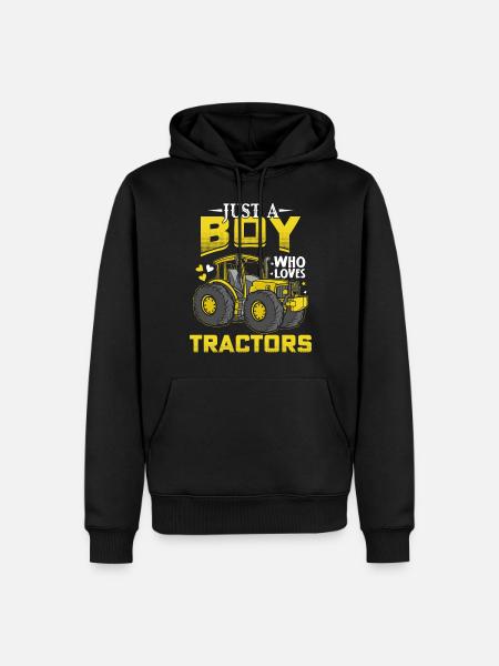 Just a Boy Who Loves Tractors funny Tractor Saying - Men’s Premium Organic Hoodie - black