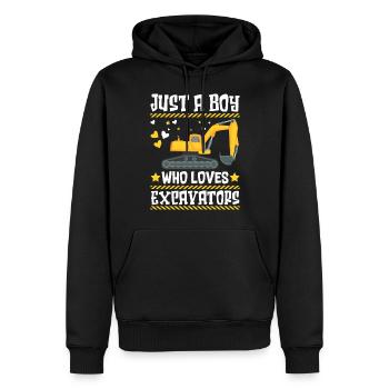 Just a Boy who loves Excavator Bagger - Männer Premium Bio Hoodie - Schwarz - Vorne - Nico (187cm)